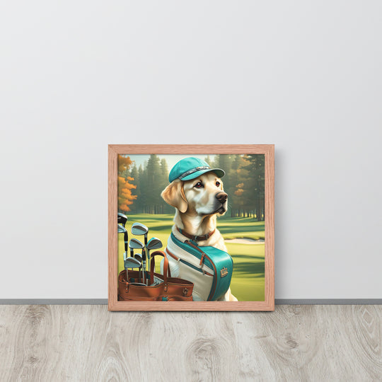 Framed photo paper poster-Labrador Retriever Golfer V10