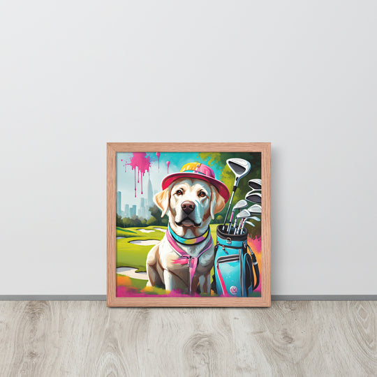 Framed photo paper poster-Labrador Retriever Golfer V15