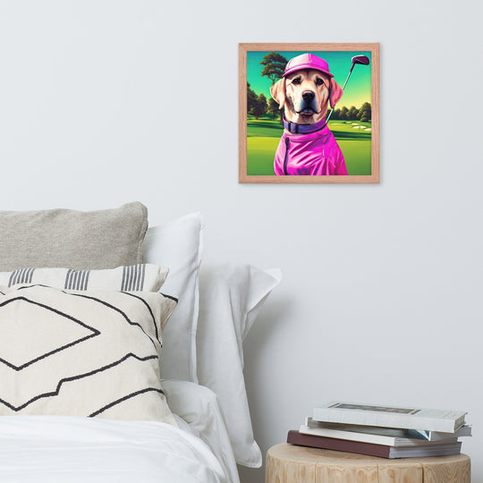 Framed photo paper poster-Labrador Retriever Golfer V16