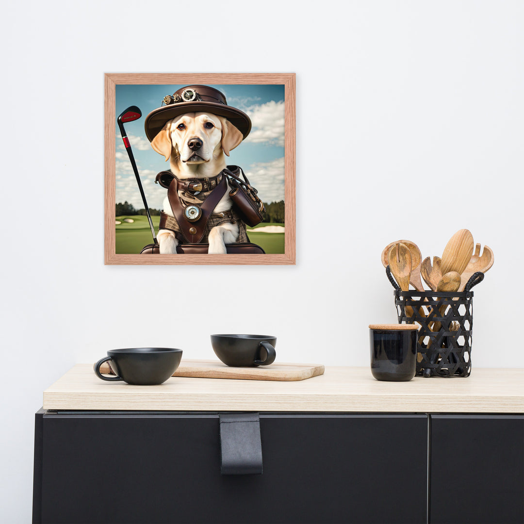 Framed photo paper poster-Labrador Retriever Golfer V20