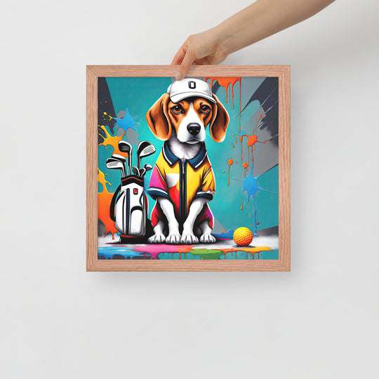 Beagle Golfer- Framed photo paper poster v4