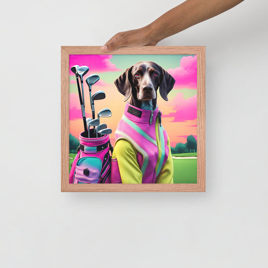 German Shorthaired Pointer Golfer- Framed photo paper poster v3