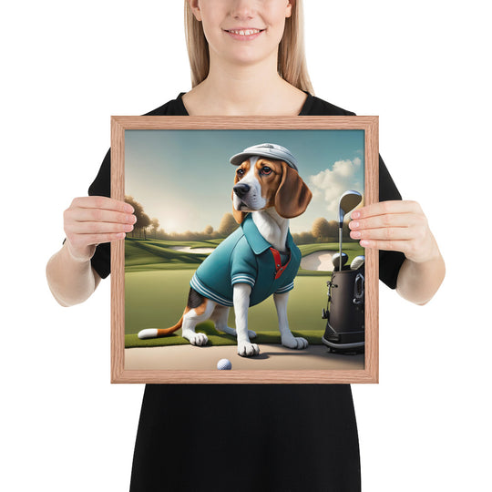 Beagle Golfer- Framed photo paper poster v2