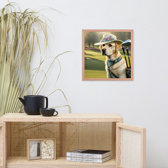 Framed photo paper poster-Labrador Retriever Golfer V5