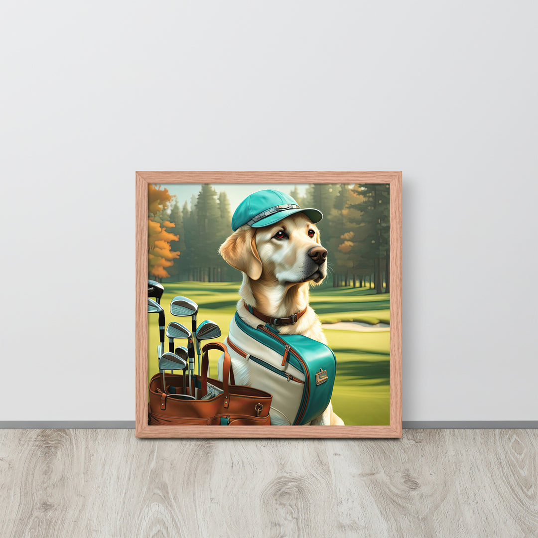 Framed photo paper poster-Labrador Retriever Golfer V10