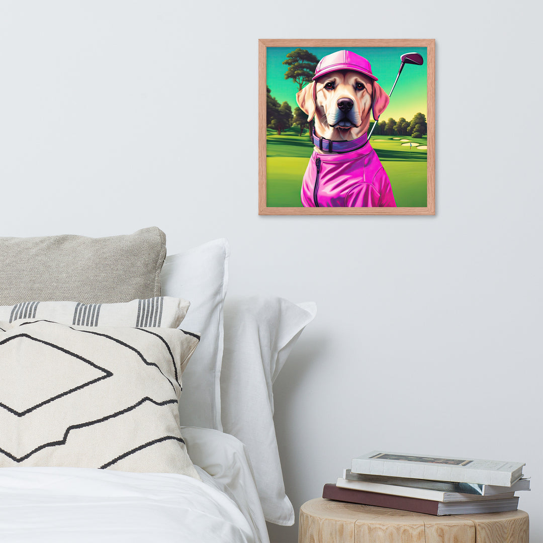 Framed photo paper poster-Labrador Retriever Golfer V16