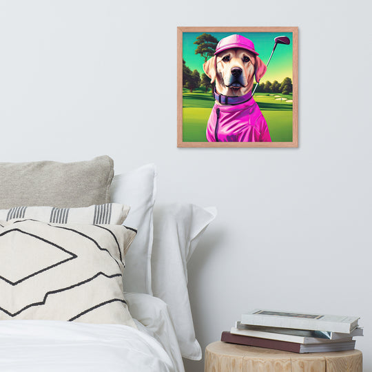 Framed photo paper poster-Labrador Retriever Golfer V16