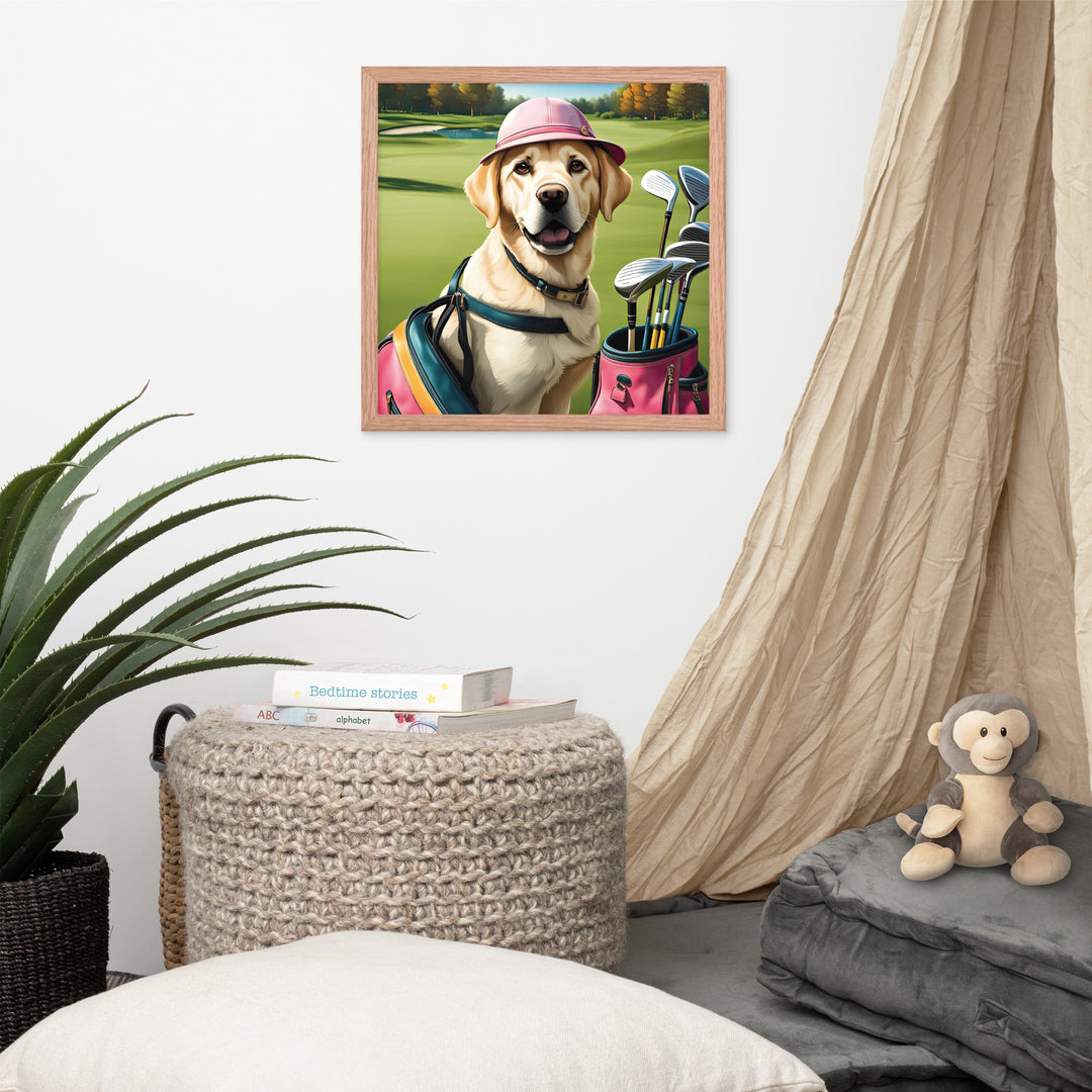 Framed photo paper poster-Labrador Retriever Golfer V19