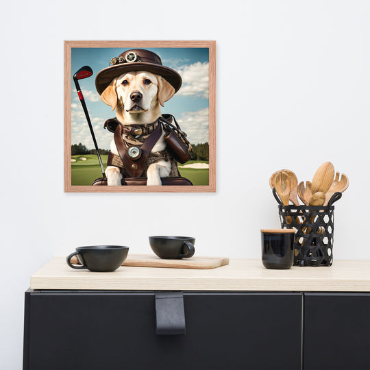 Framed photo paper poster-Labrador Retriever Golfer V20