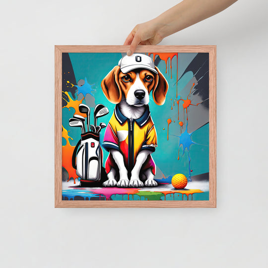 Beagle Golfer- Framed photo paper poster v4