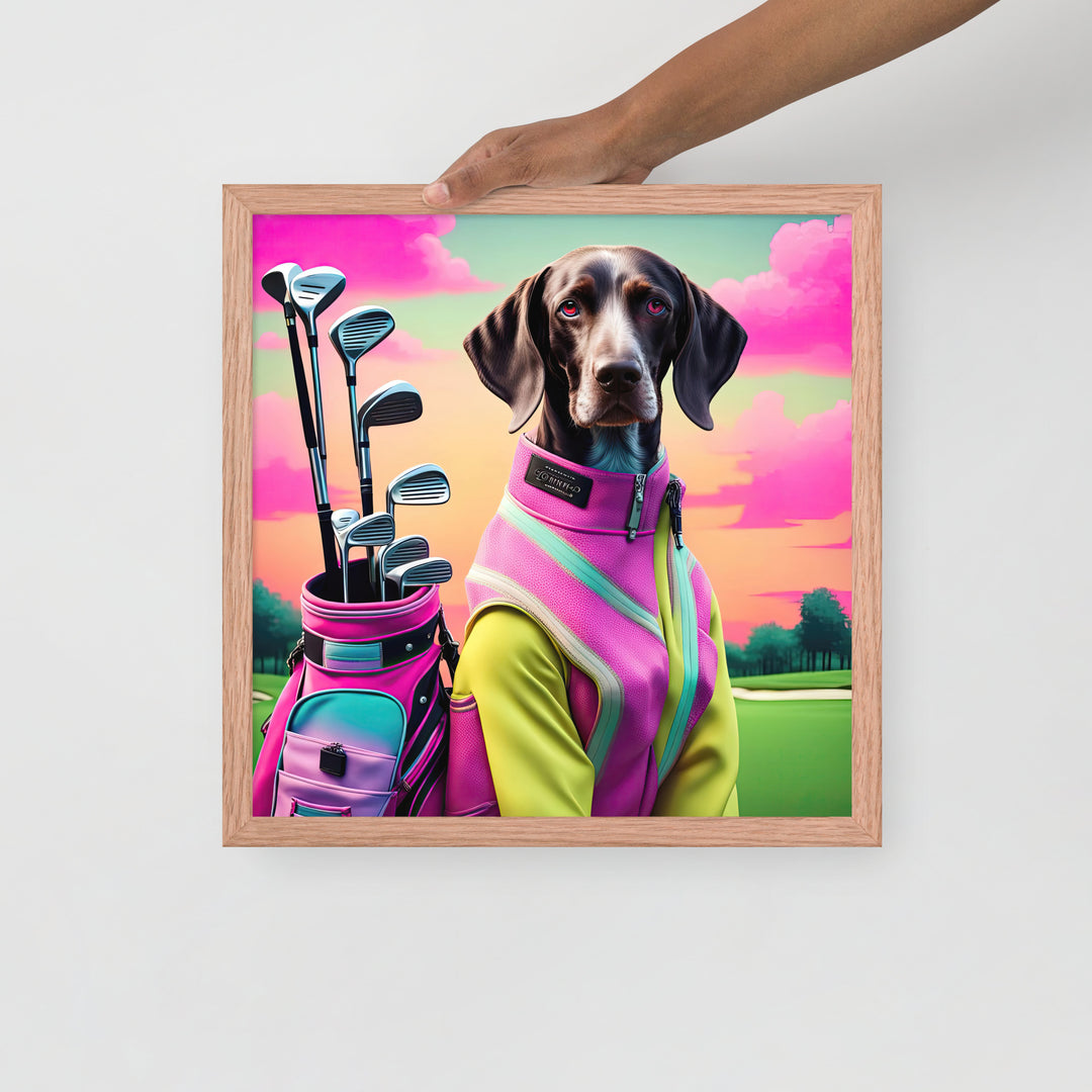 German Shorthaired Pointer Golfer- Framed photo paper poster v3