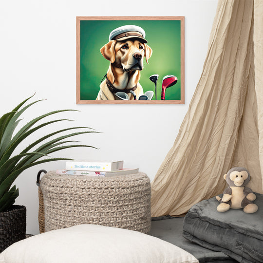 Framed photo paper poster-Labrador Retriever Golfer V3