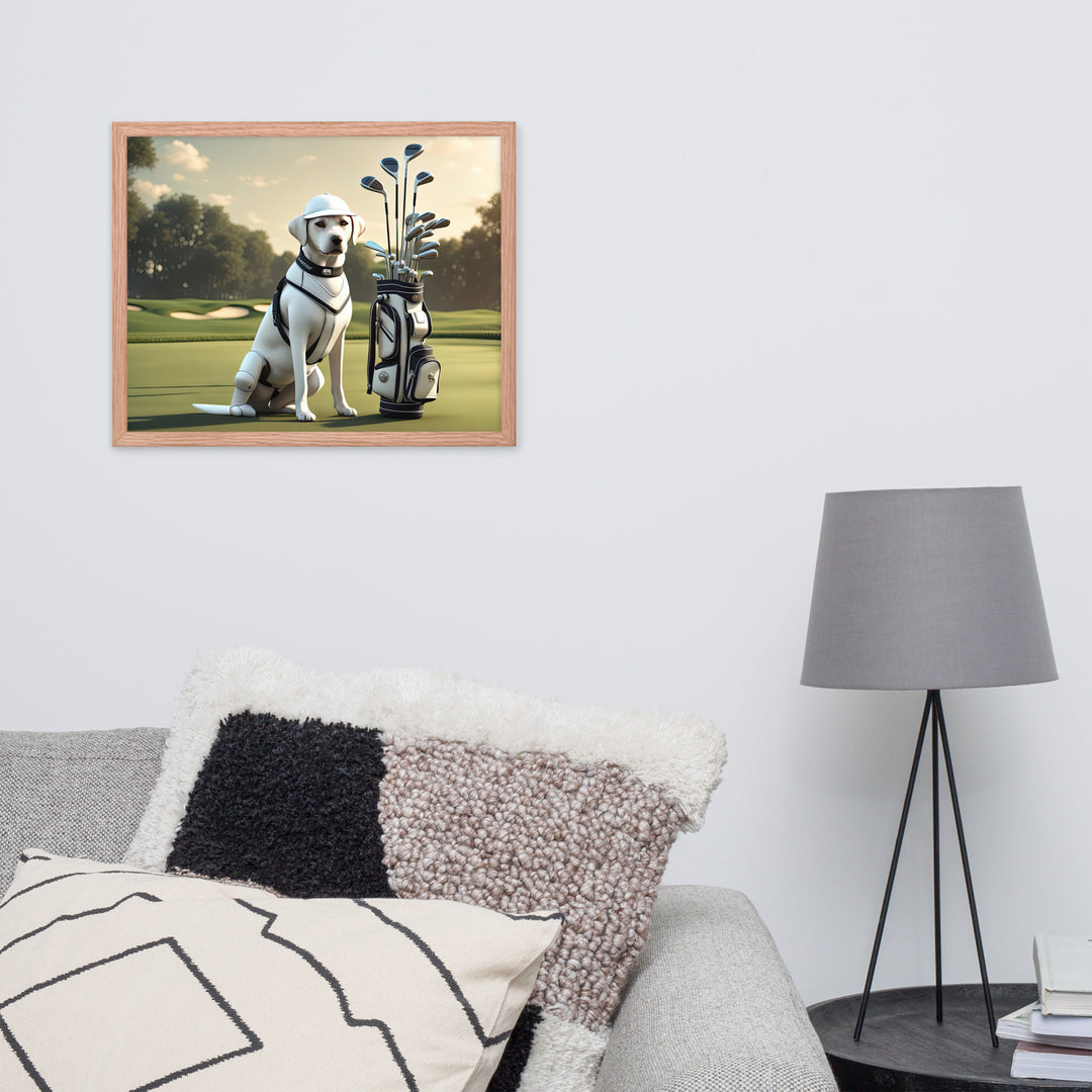 Framed photo paper poster-Labrador Retriever Golfer V6