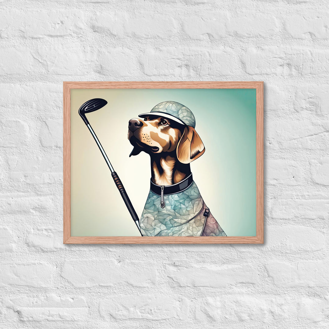 Framed photo paper poster-Labrador Retriever Golfer V8