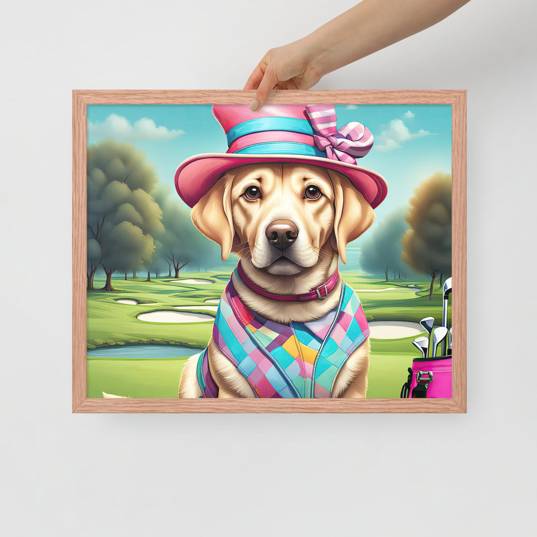 Framed photo paper poster-Labrador Retriever Golfer V9