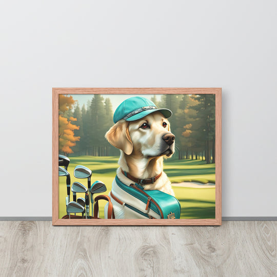 Framed photo paper poster-Labrador Retriever Golfer V10