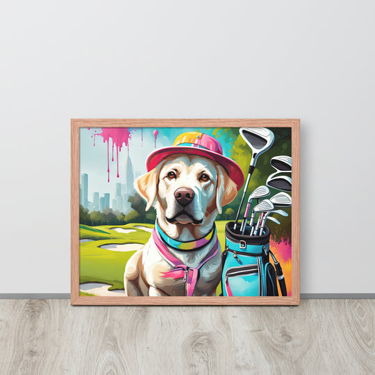 Framed photo paper poster-Labrador Retriever Golfer V15