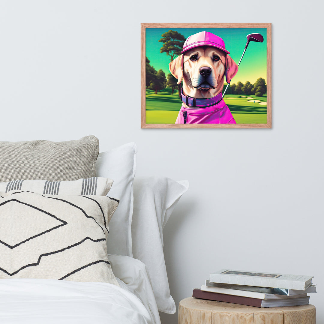 Framed photo paper poster-Labrador Retriever Golfer V16