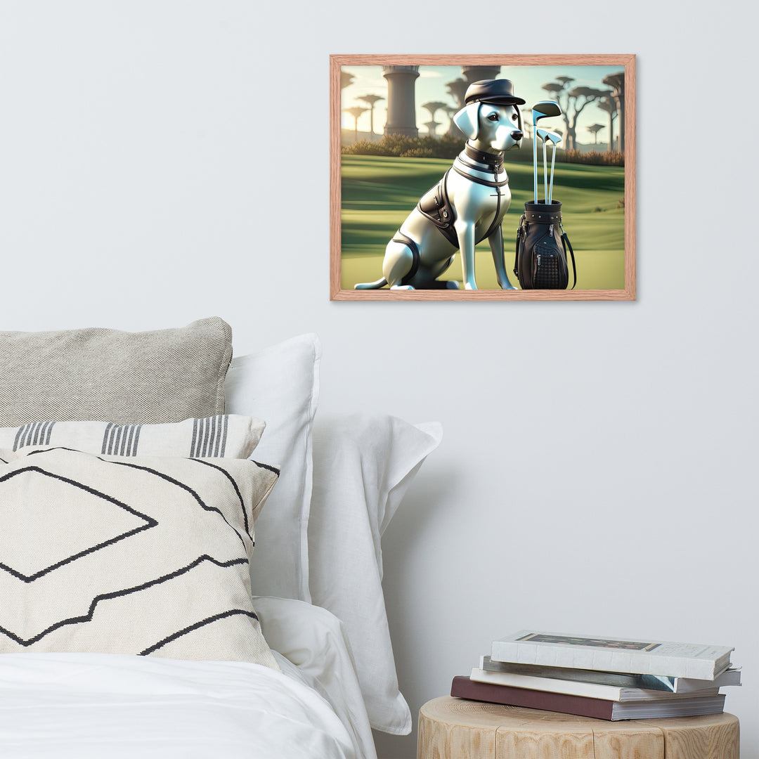 Framed photo paper poster-Labrador Retriever Golfer V18