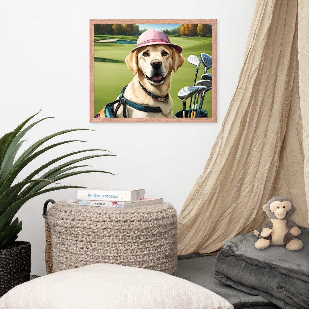 Framed photo paper poster-Labrador Retriever Golfer V19