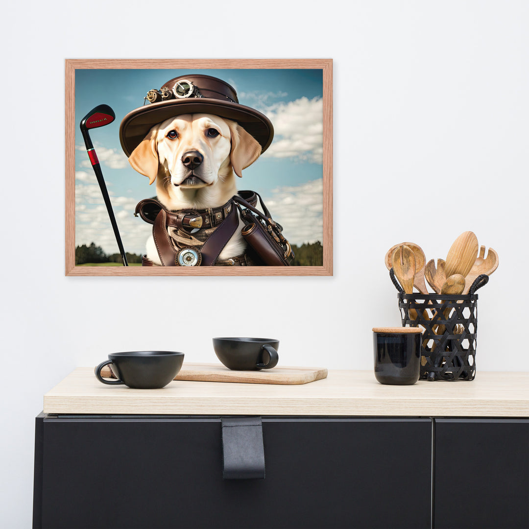 Framed photo paper poster-Labrador Retriever Golfer V20