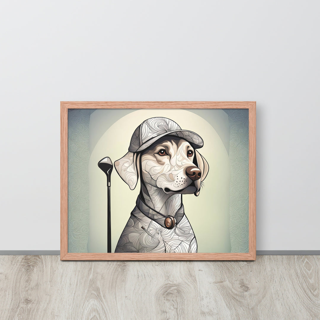 Framed photo paper poster-Labrador Retriever Golfer V22