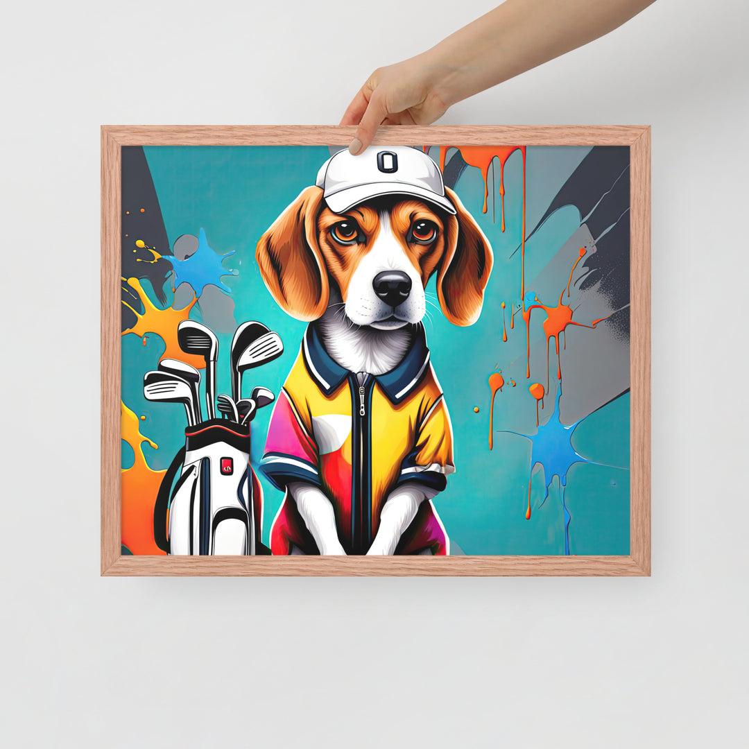 Beagle Golfer- Framed photo paper poster v4