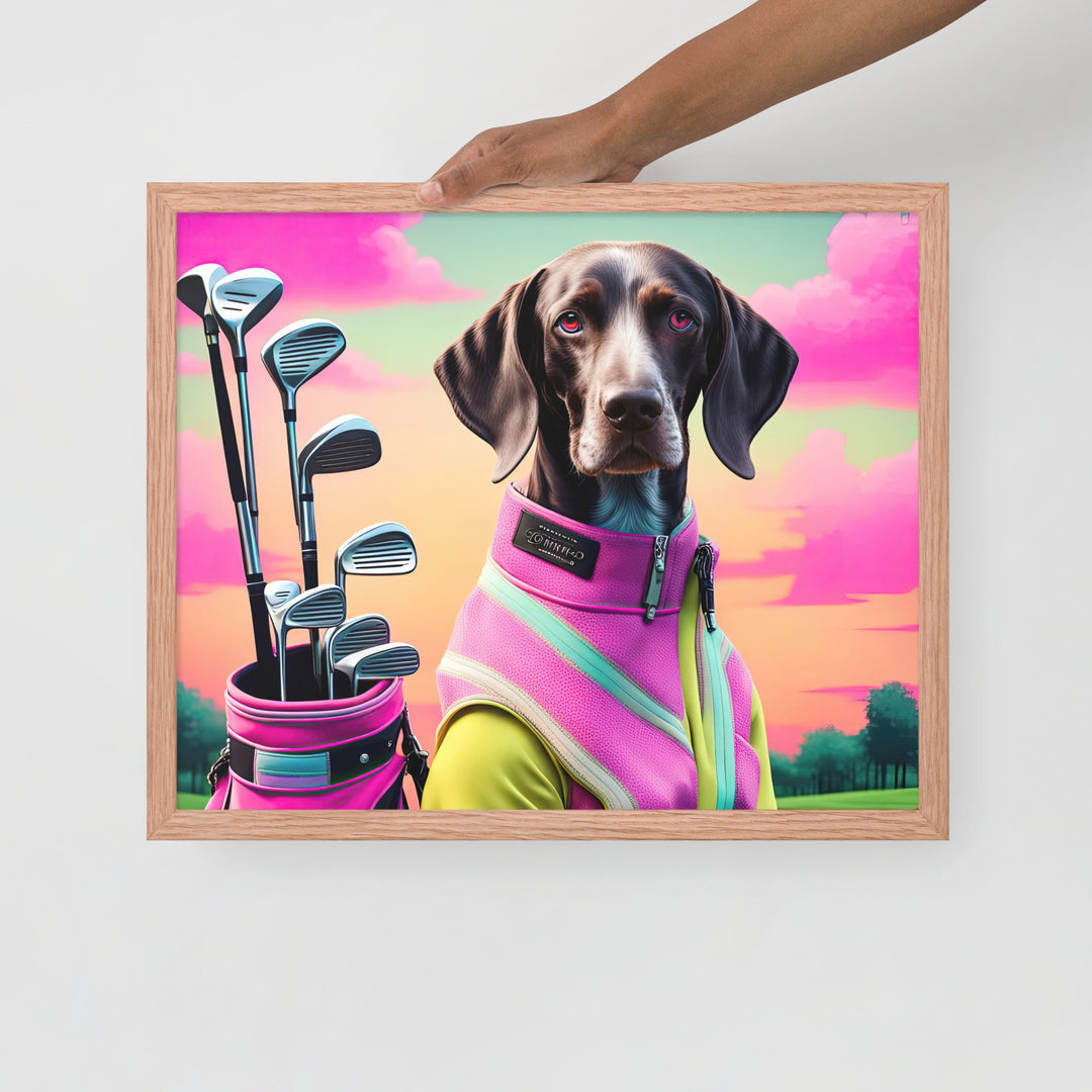 German Shorthaired Pointer Golfer- Framed photo paper poster v3