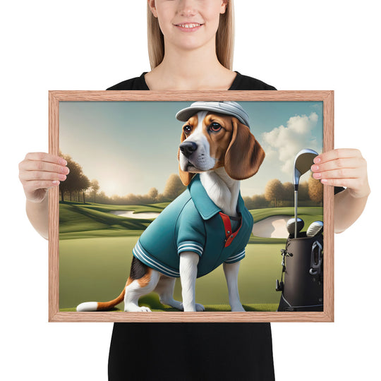 Beagle Golfer- Framed photo paper poster v2