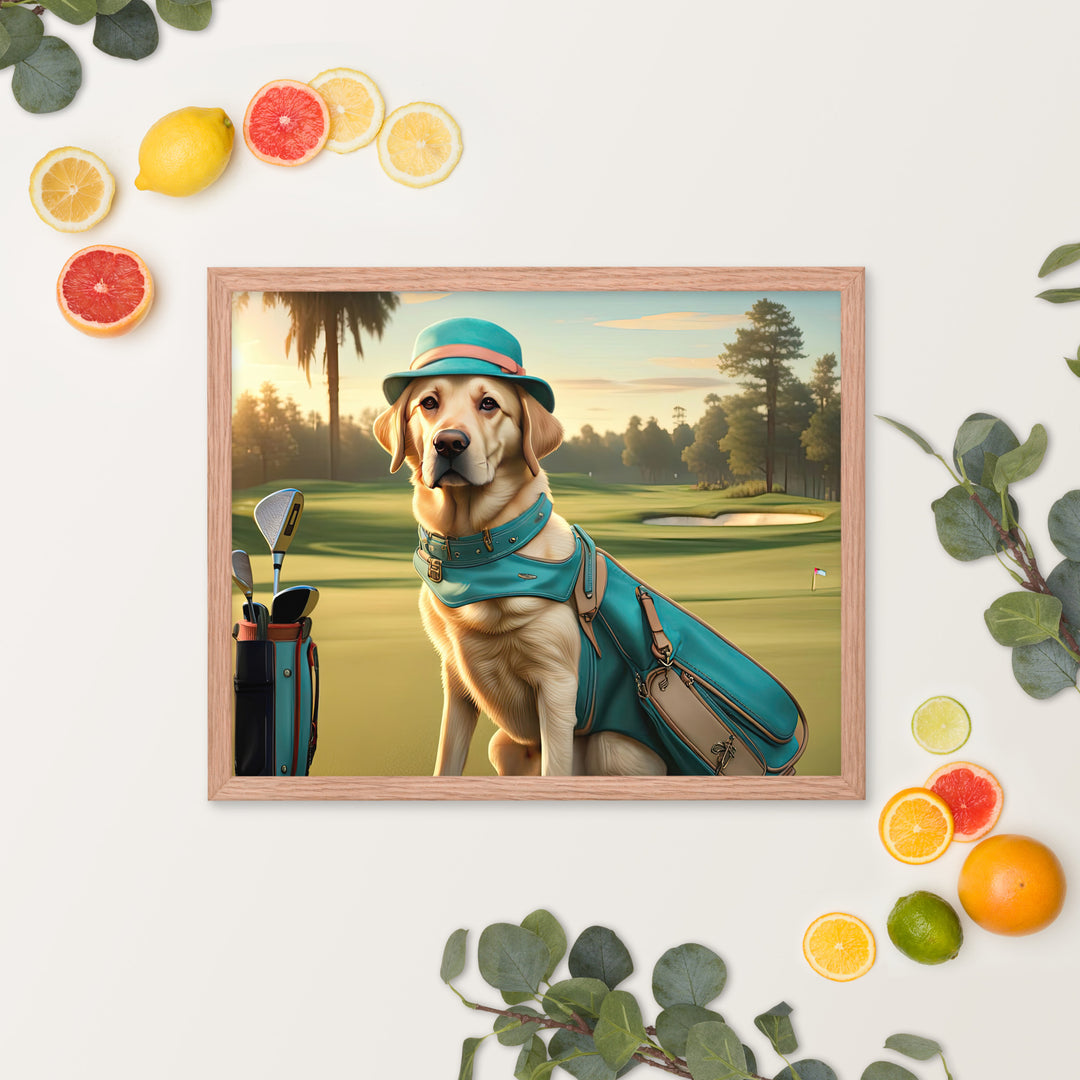 Framed photo paper poster-Labrador Retriever Golfer V12