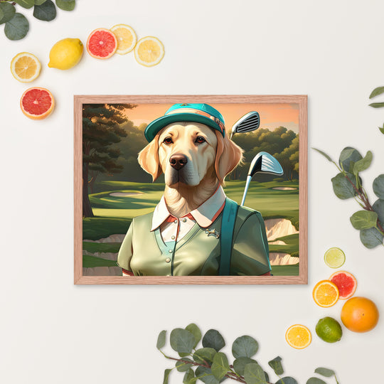 Framed photo paper poster-Labrador Retriever Golfer V14