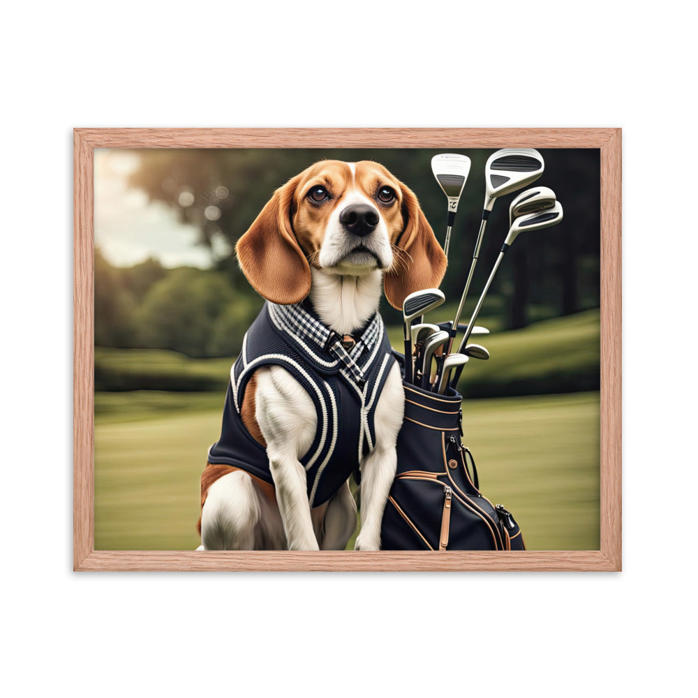 Beagle Golfer- Framed photo paper poster