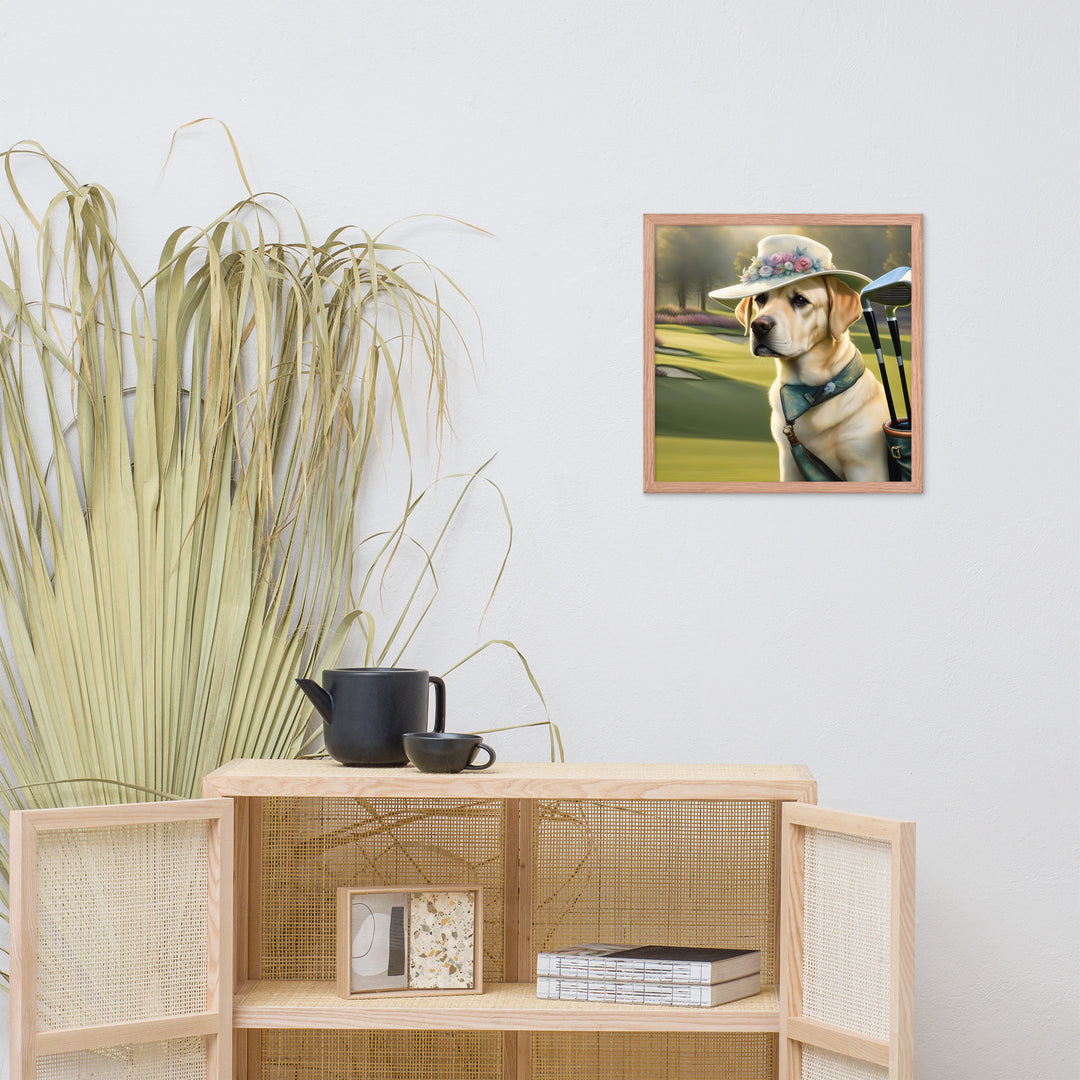 Framed photo paper poster-Labrador Retriever Golfer V5