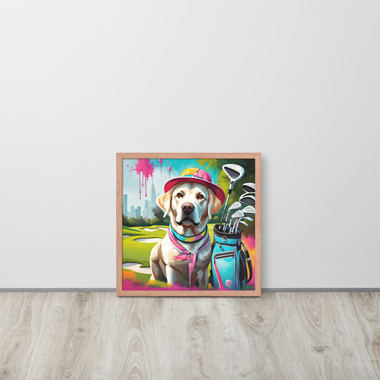 Framed photo paper poster-Labrador Retriever Golfer V15