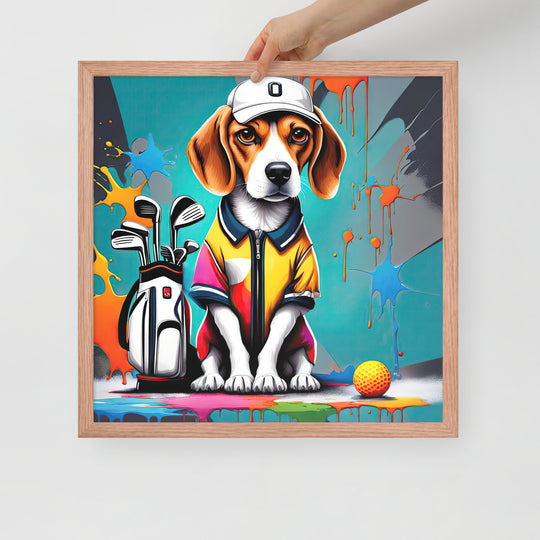 Beagle Golfer- Framed photo paper poster v4