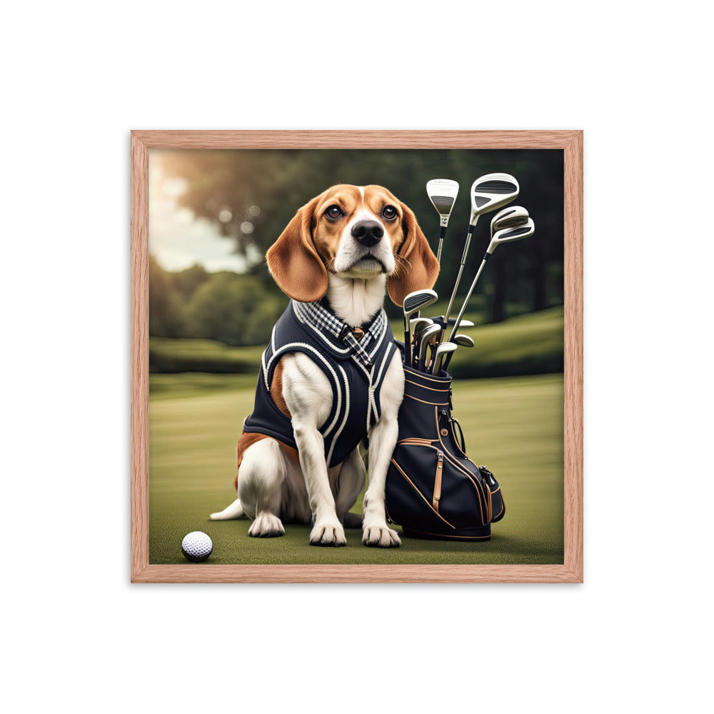 Beagle Golfer- Framed photo paper poster