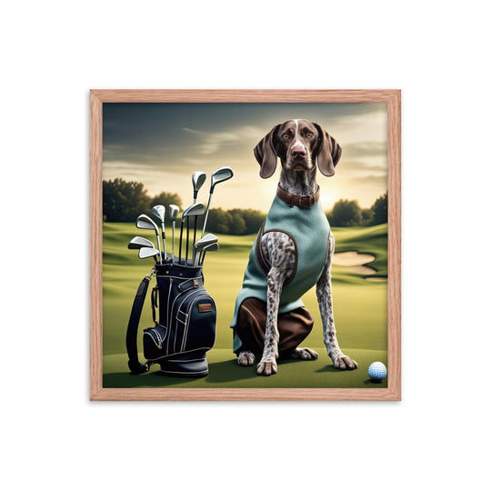 German Shorthaired Pointer Golfer- Framed photo paper poster v2