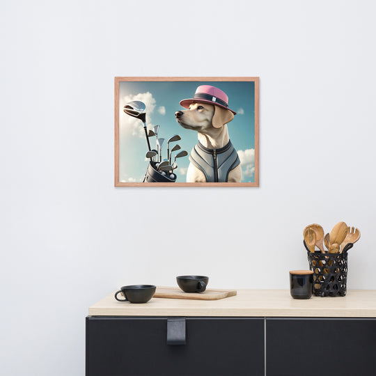 Framed photo paper poster-Labrador Retriever Golfer V4