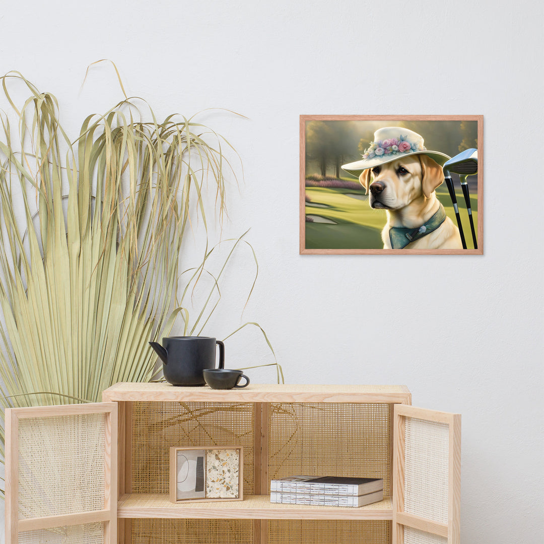 Framed photo paper poster-Labrador Retriever Golfer V5