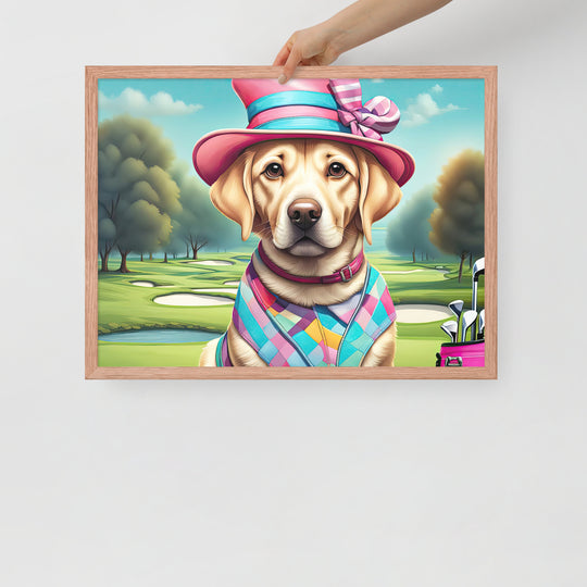 Framed photo paper poster-Labrador Retriever Golfer V9