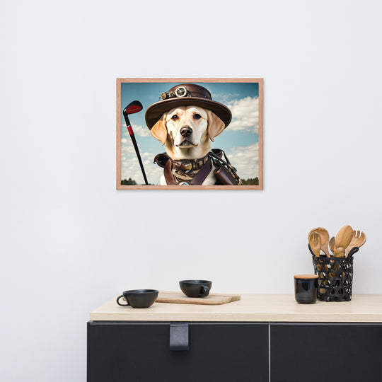 Framed photo paper poster-Labrador Retriever Golfer V20