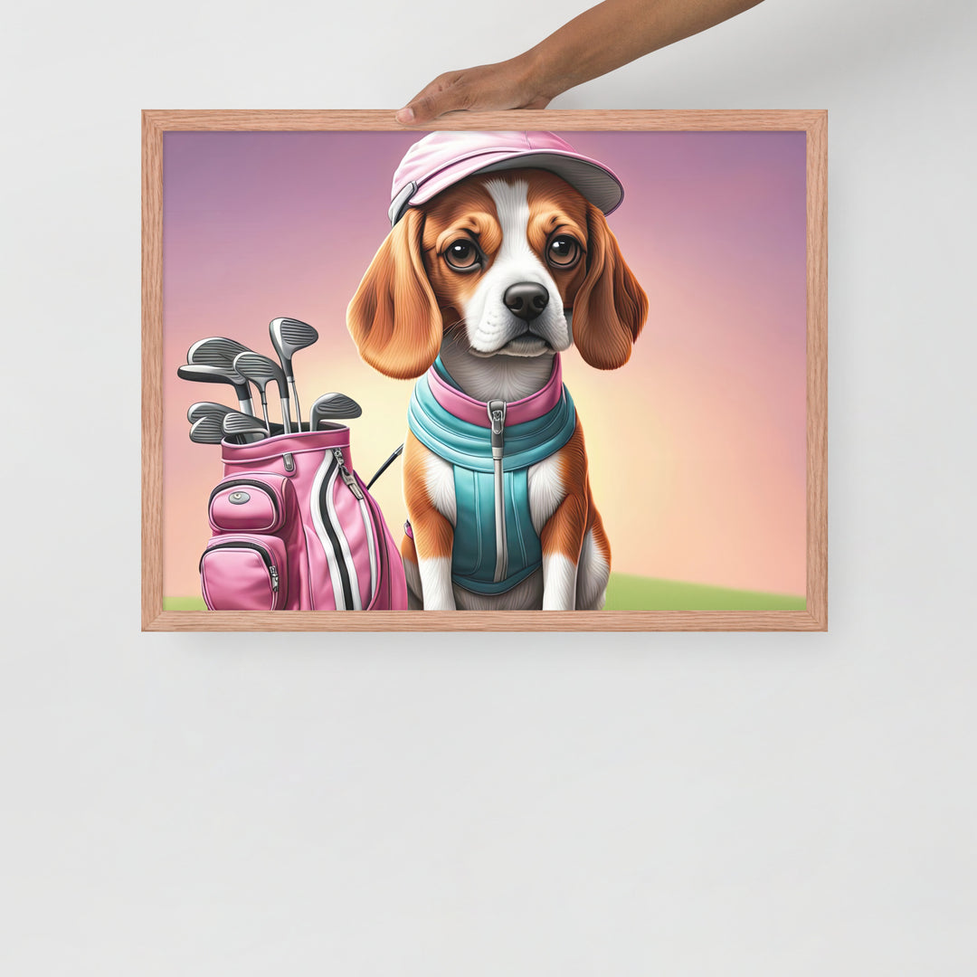 Beagle Golfer- Framed photo paper poster v3