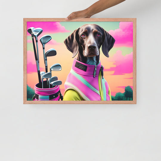 German Shorthaired Pointer Golfer- Framed photo paper poster v3