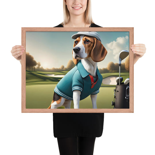 Beagle Golfer- Framed photo paper poster v2