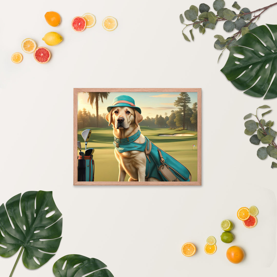 Framed photo paper poster-Labrador Retriever Golfer V12