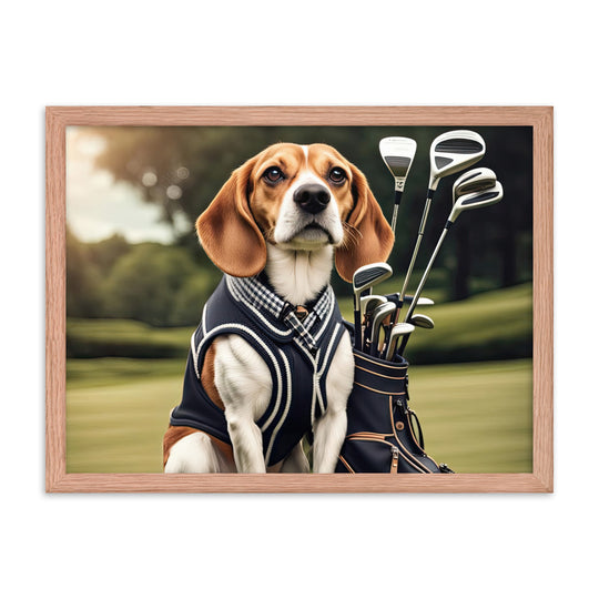 Beagle Golfer- Framed photo paper poster