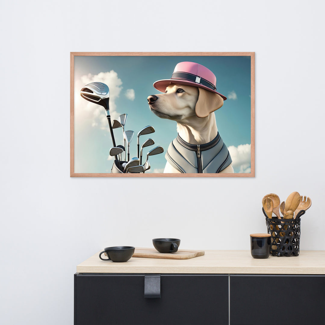 Framed photo paper poster-Labrador Retriever Golfer V4