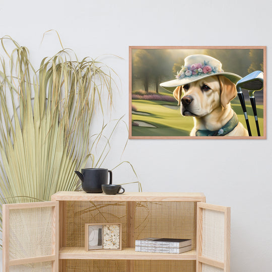 Framed photo paper poster-Labrador Retriever Golfer V5