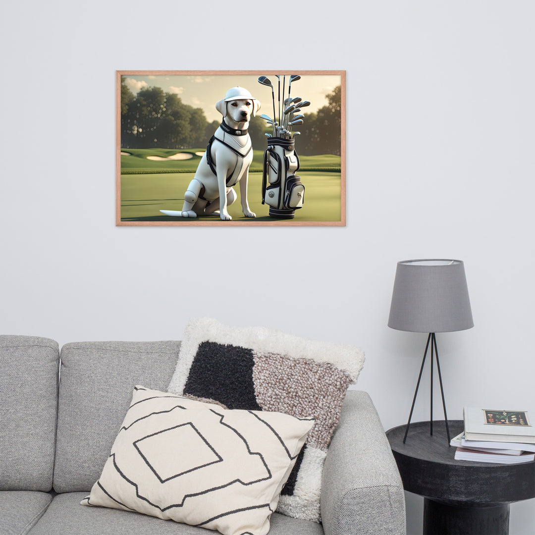 Framed photo paper poster-Labrador Retriever Golfer V6