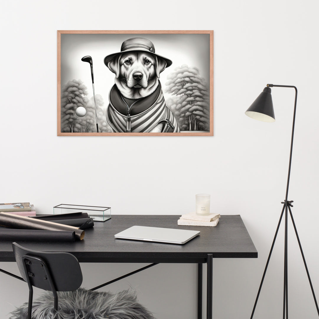 Framed photo paper poster-Labrador Retriever Golfer V7